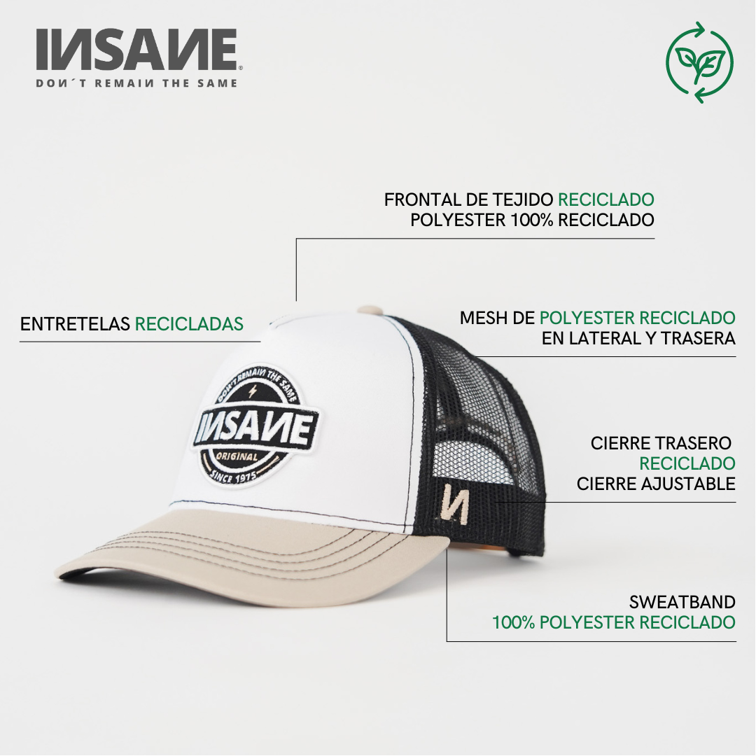 GORRA INSANE TRUCKER ORIGINAL BEIGE & WHITE