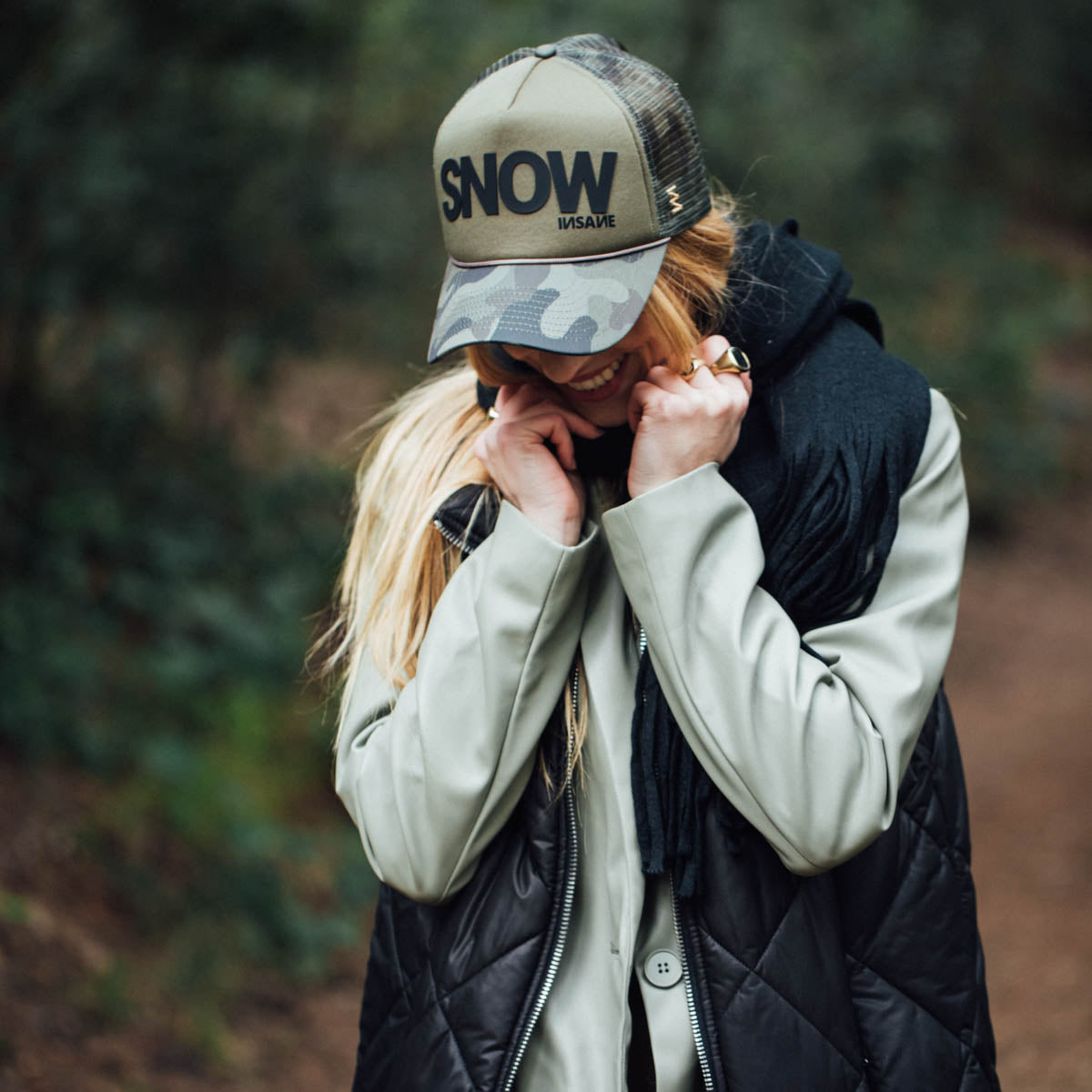 SNOW TRUCKER CAMO & BLACK BRICK CAP