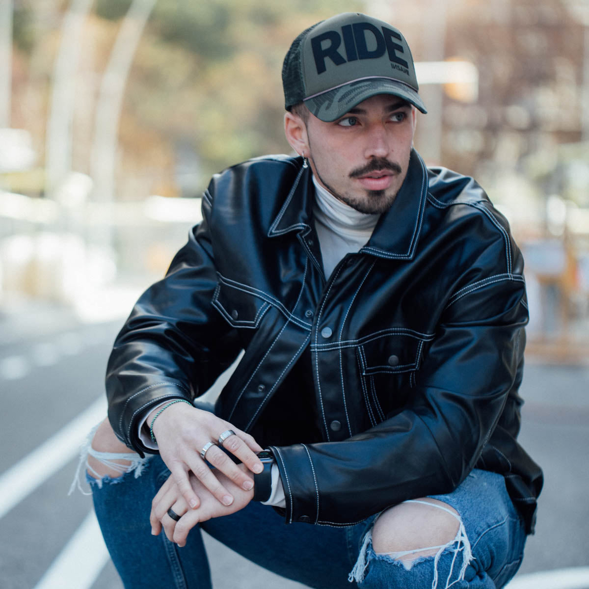 CAMO & BLACK BRICK RIDE TRUCKER CAP