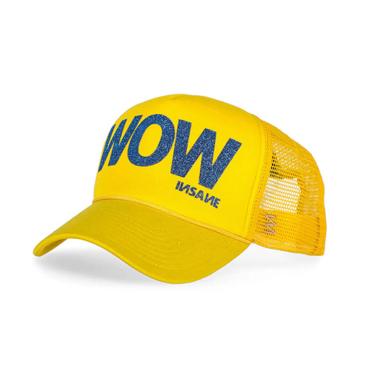 WOW TRUCKER YELLOW & BLUE GLITTER CAP