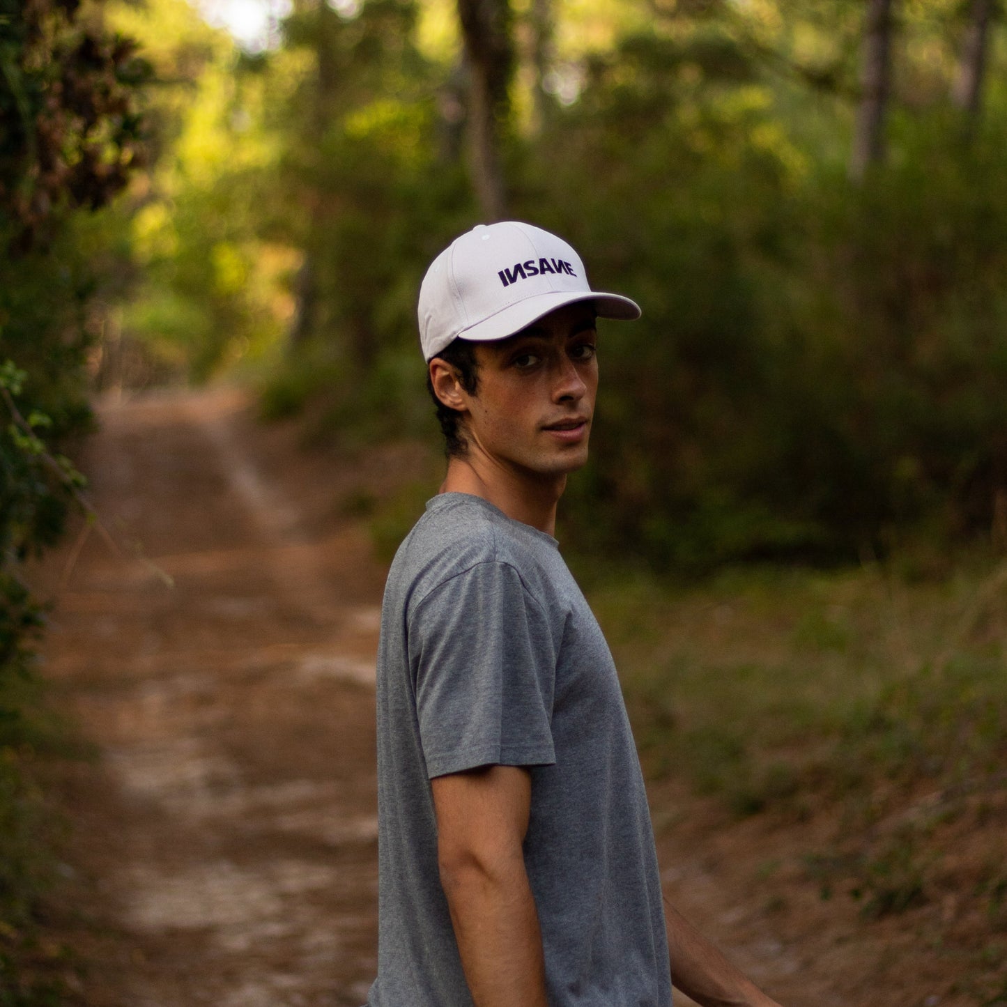 LIGHT GREY INSANE BASEBALL CAP WITH BLACK INSANE EMBROIDERY