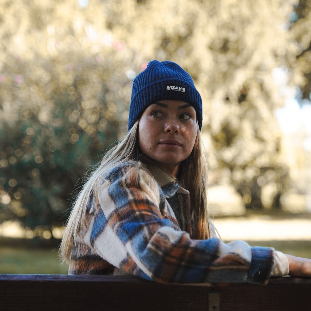 NAVY BLUE LABEL PATCH BEANIE INSANE