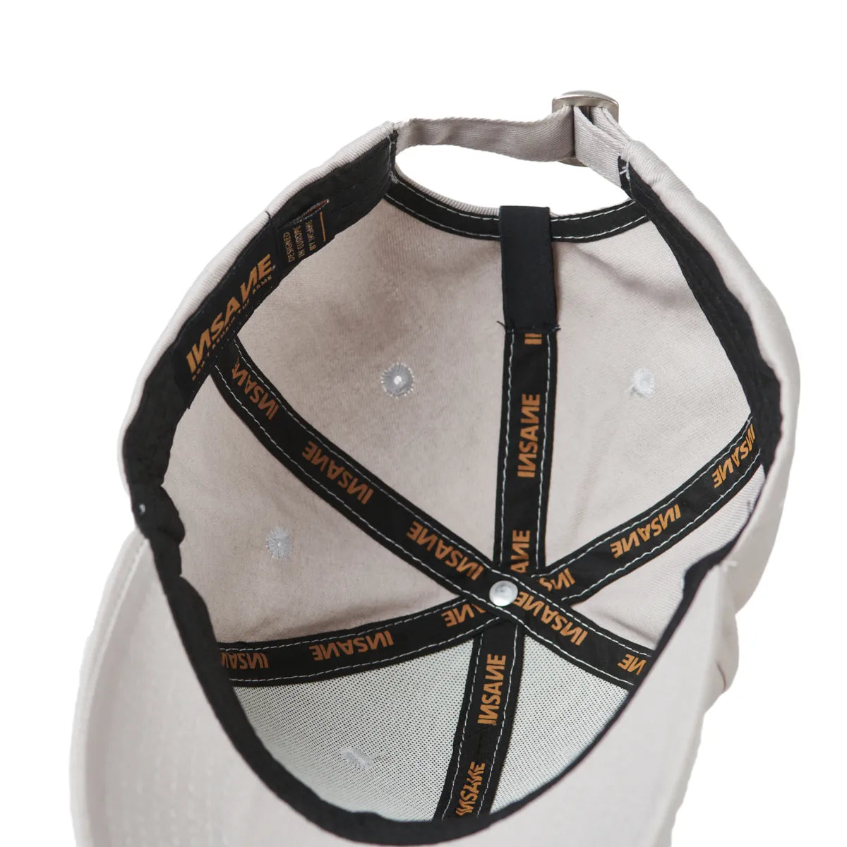 LIGHT GREY INSANE BASEBALL CAP WITH BLACK LOGO N EMBROIDERY