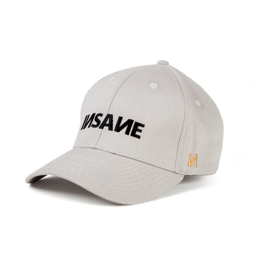 LIGHT GREY INSANE BASEBALL CAP WITH BLACK INSANE EMBROIDERY