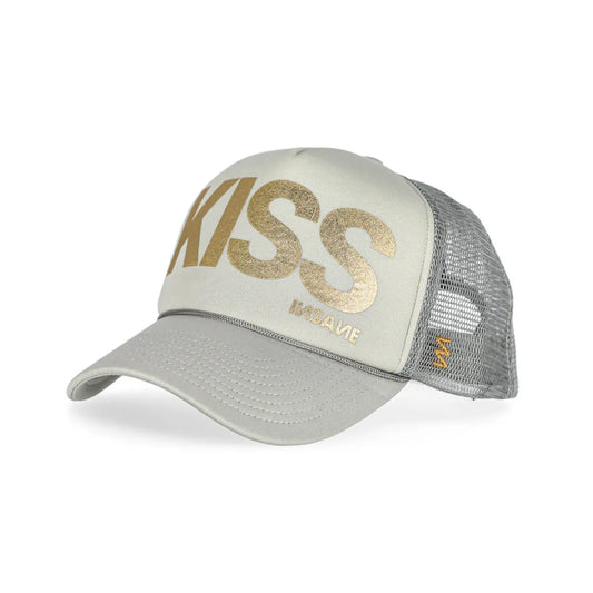 GORRA KISS TRUCKER LIGHT GREY & GOLD